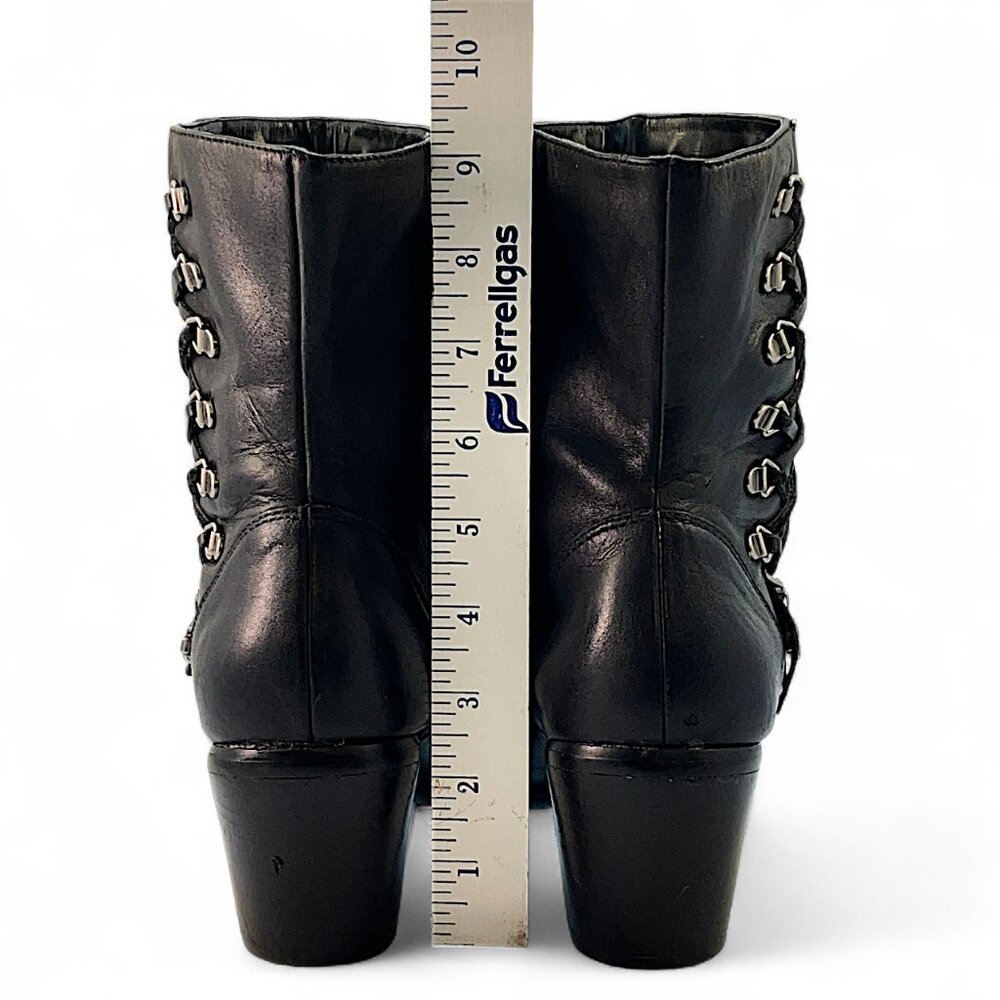 Harley Davidson Women Black Leather Boots Corset Lace Up With Carms Size 9.5" - Picture 9 of 12